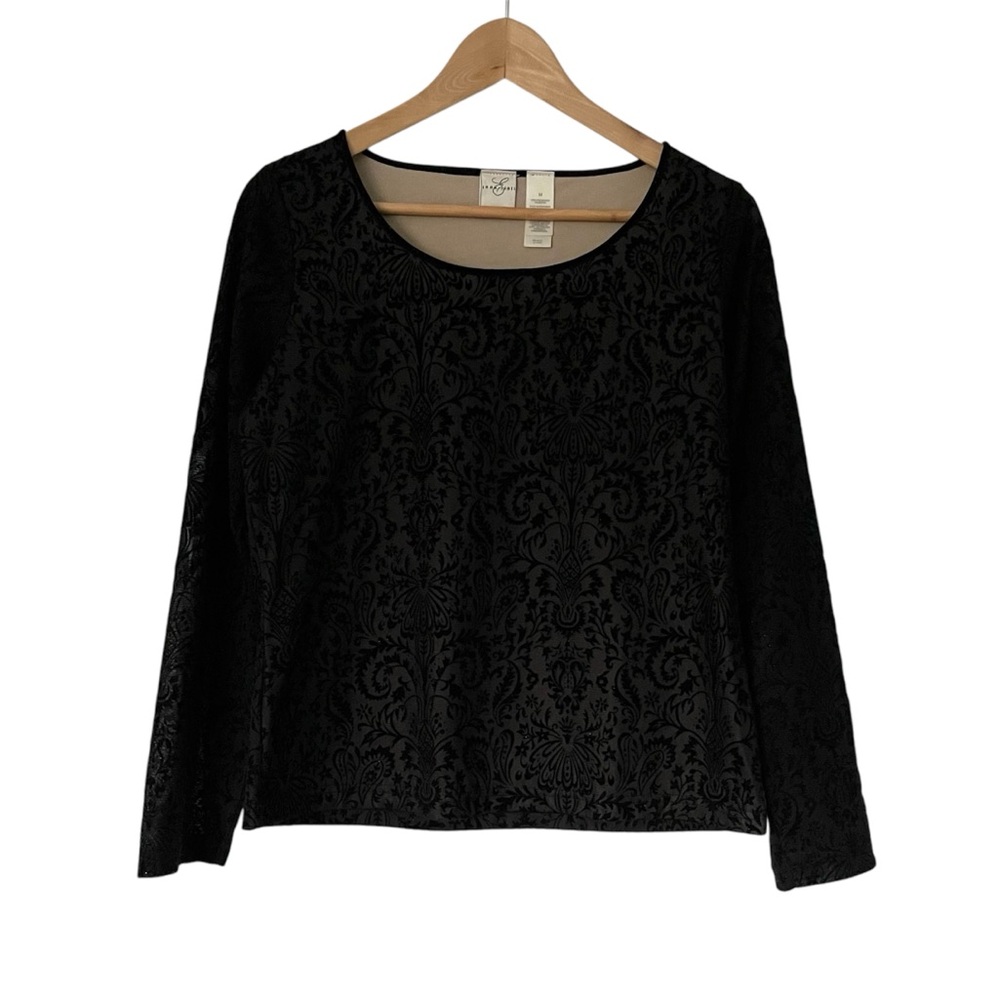 Emma James Burnout Velvet Floral Long Sleeve Whimsigoth Dark Fairy Top Medium